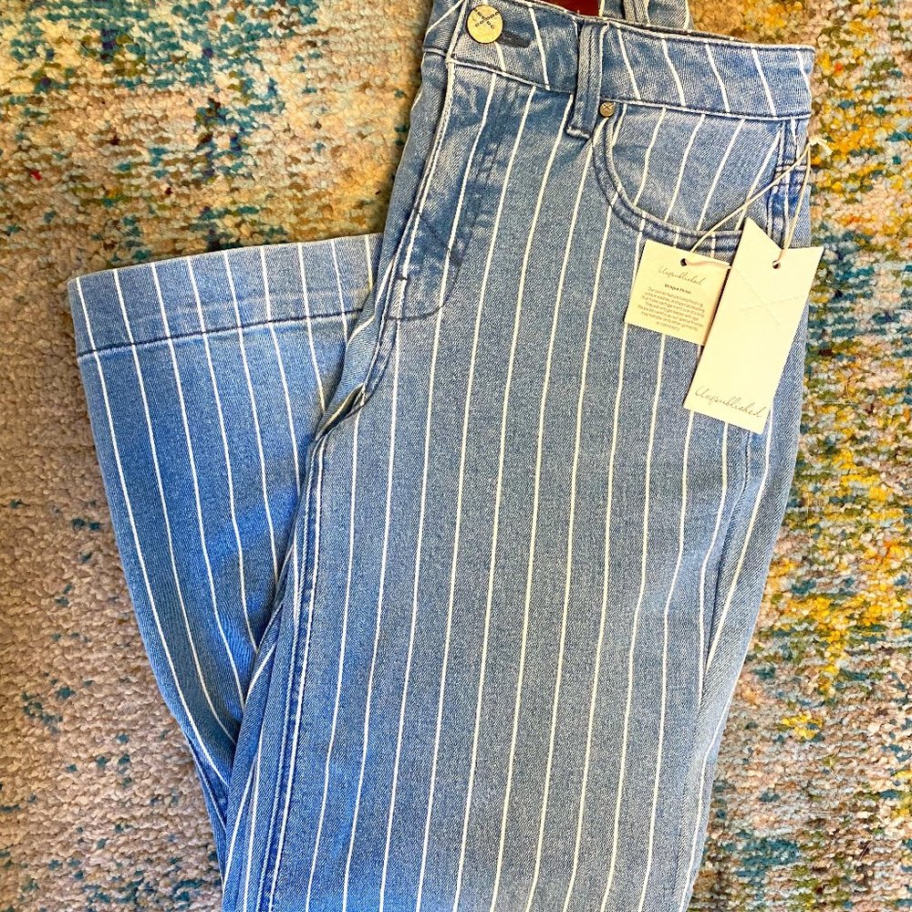 NWT Unpublished Greta Railway Striped Wide Leg Jean